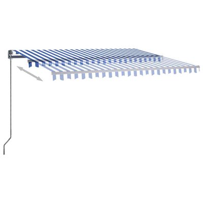 vidaXL Prostostoječa avtomatska tenda 450x300 cm modra/bela