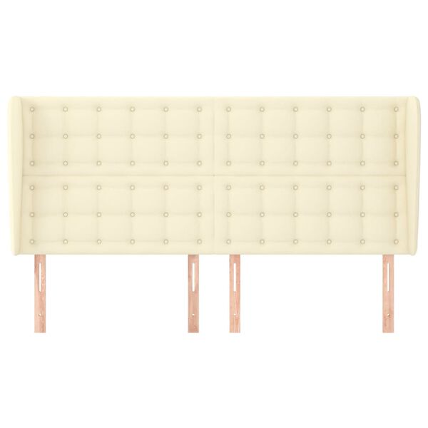 vidaXL Vzglavje z u&scaron;esi krem 163x23x118/128 cm umetno usnje