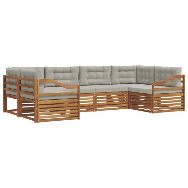 vidaXL Sedežne garniture z blazino 6 pcs Naravna in svetlo siva