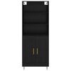 vidaXL Visok predalnik s predalom Črna Orehovina 69,5 x 34 x 180 cm
