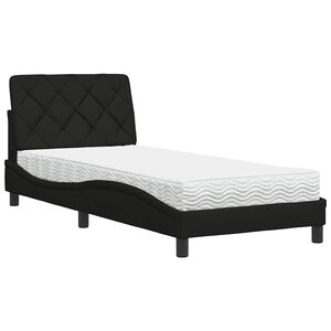vidaXL Postelja z vzmetnico črna 80x200 cm blago