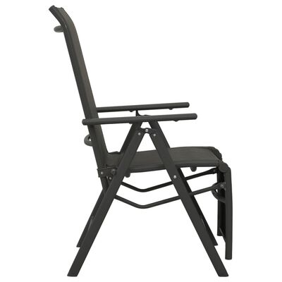 vidaXL Nastavljivi vrtni stoli 2 kosa tekstil in aluminij črni