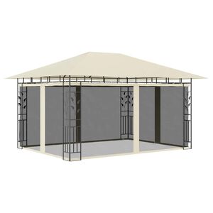 vidaXL Paviljon z mrežo proti komarjem 4x3x2,73 m krem 180 g/m&sup2;