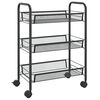 vidaXL 3-nadstropni kuhinjski voziček črn 46x26x64 cm železo