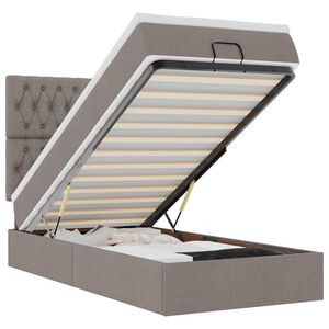 vidaXL Otomanski posteljni okvir z vzmetnico taupe 100x200 cm blago