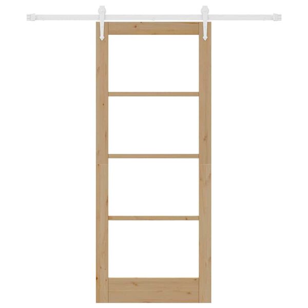 vidaXL Drsna vrata Naravna 83 x 202 cm Trden borov les in steklo