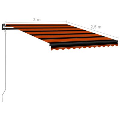 vidaXL Avtomatska zložljiva tenda 300x250 cm oranžna in rjava