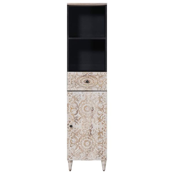 vidaXL Kopalni&scaron;ka omarica Bela 38 x 33,5 x 160 cm Masiven les manga