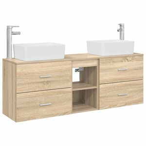 vidaXL Komplet omaric za kopalnico 3 kos Sonoma hrast