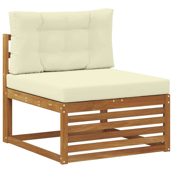 vidaXL Zunanja garnitura za sedenje z blazino 5 pcs Naravna in smetana