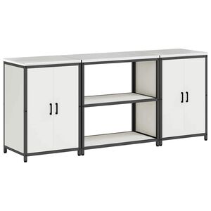 vidaXL Kuhinjski set za shranjevanje z vrati 3 pcs Bela Mlinjeni jeklo