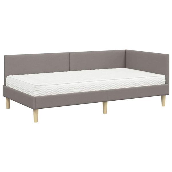 vidaXL Kotni okvir postelje z matrico Drugo 2 pcs Taupe blago
