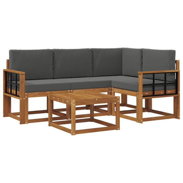 vidaXL Zunanja garnitura za sedenje 5 pcs Naravna in antracitna