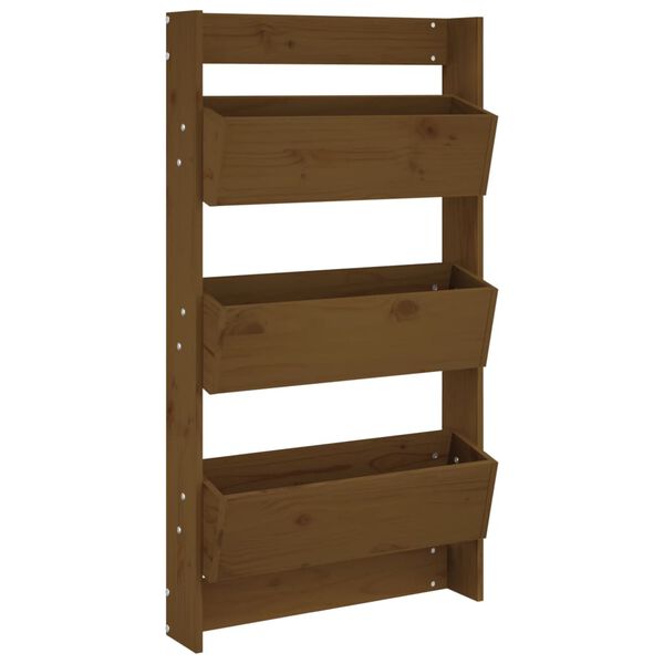 vidaXL Stenska korita 3-nadstr. 60x18,5x110 cm medeno rjava borovina