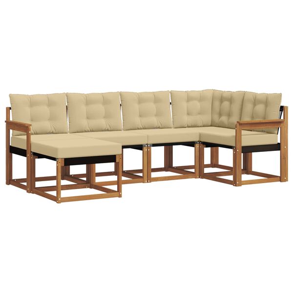 vidaXL Zunanja garnitura za sedenje z blazino 6 pcs Naravna in bež