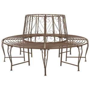 vidaXL Banka Dreves 8-&Scaron;tevilo sedežev &Oslash; 160 x 89 cm Jeklo Antik rjav