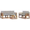vidaXL Zunanja garnitura za sedenje 6 pcs Naravna in svetlo siva