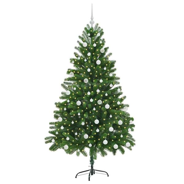 vidaXL Božično drevo med 300 LED z stojalom Zelena 180 cm PE