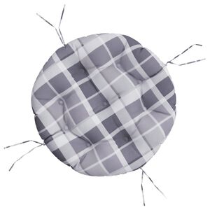 vidaXL Okrogla blazina siva karo &Oslash; 60 x 11 cm oxford tkanina