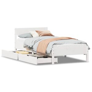 vidaXL Posteljni okvir brez vzmetnice bel 75x190 cm trdna borovina