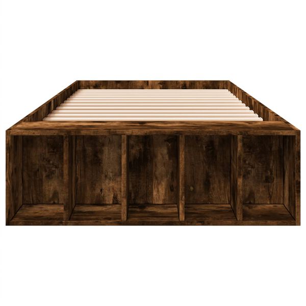 vidaXL Posteljni okvir dimljeni hrast 75x190 cm inženirski les