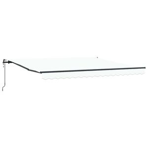 vidaXL Vlečna tenda Bela 400 &times; 350 cm Tkanina in aluminij