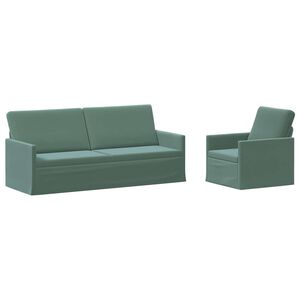 vidaXL Kavčna garnitura 2 pcs Morsko zelena Žamet