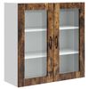 vidaXL Stenski stekleni omarica PORTO Dimljeni oreh 80 x 31 x 80 cm