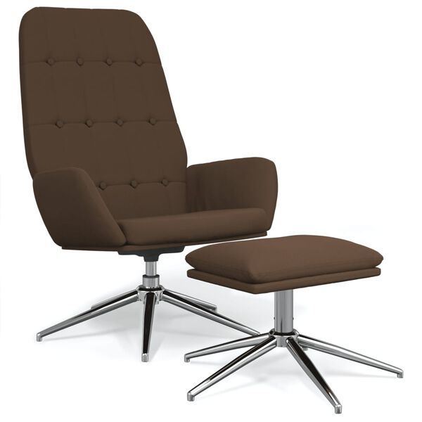 vidaXL Stol za spro&scaron;čanje s stolčkom za noge rjava mikrovlakna