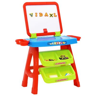 vidaXL Otroški igralni komplet 3 v 1 s slikarsko tablo in učno mizo