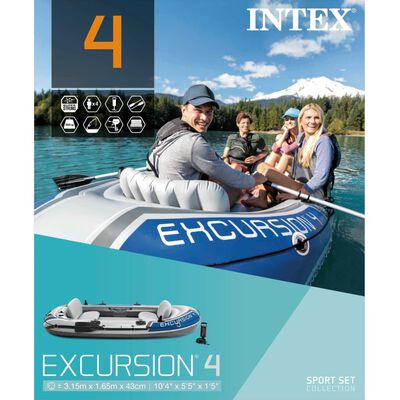 Intex Excursion 4 napihljiv čoln z vesli in tlačilko 68324NP
