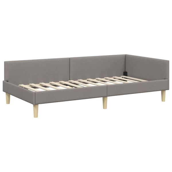 vidaXL Kotna postelja z vzglavjem Taupe 80 x 200 cm blago
