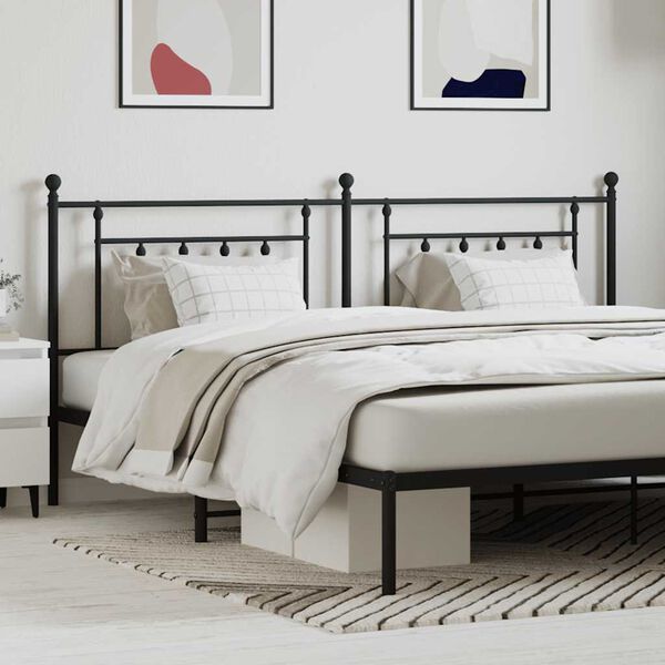 vidaXL Kovinsko posteljno vzglavje črno 200 cm