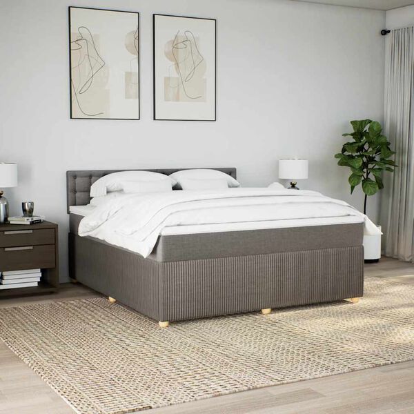 vidaXL Box spring postelja z vzmetnico taupe 180x200 cm blago