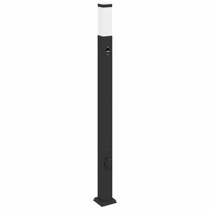 vidaXL Stebriček s senzorjem in vtičnico 110 cm črne barve IP44