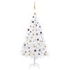 vidaXL Umetna osvetljena novoletna jelka z bunkicami bela 210 cm PVC