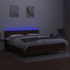 vidaXL Box spring postelja z vzmetnico LED temno rjava 160x200cm blago
