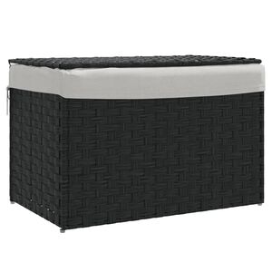 vidaXL Ko&scaron;ara za perilo s pokrovom črna 55,5x35x34 cm poli ratan