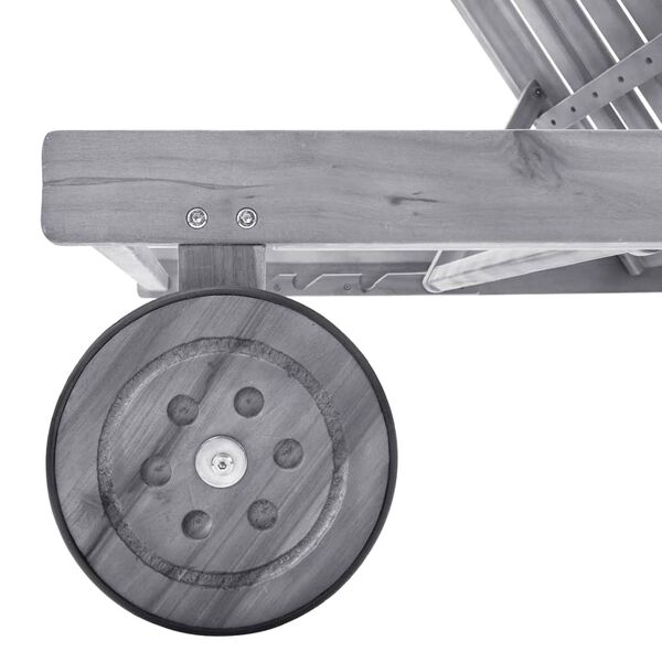 vidaXL Vrtni ležalnik z blazino siv trden akacijev les