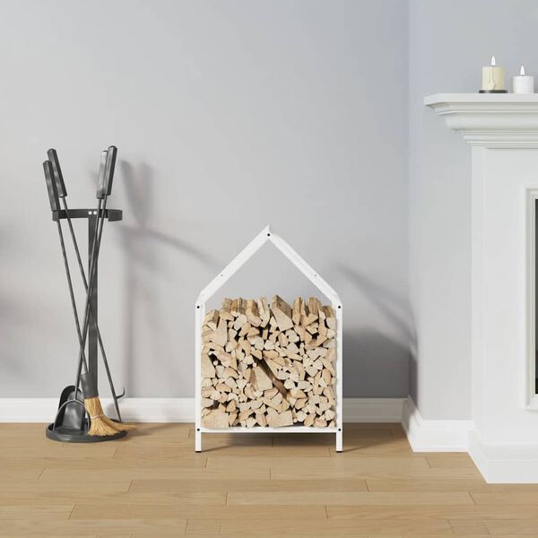 vidaXL Stojalo za drva belo 40x25x60 cm hladno valjano jeklo