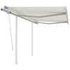 vidaXL Ročno zložljiva tenda s stebrički 3x2,5 m krem