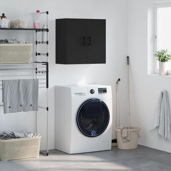 vidaXL Stenska omarica črna 60x31x60 cm inženirski les