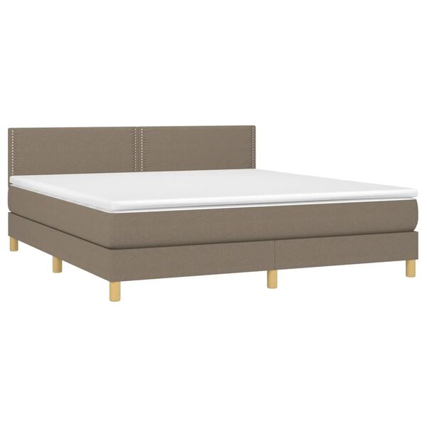 vidaXL Box spring postelja z vzmetnico LED taupe 180x200 cm blago