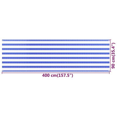 vidaXL Balkonsko platno modro in belo 90x400 cm HDPE