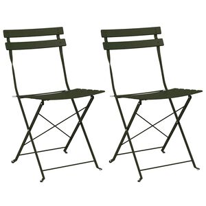 vidaXL Zložljiv Stol za Vrt 2 pcs Zelena 42 x 46 x 82cm Kovina