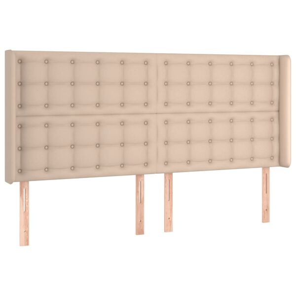 vidaXL Vzglavje z u&scaron;esi kapučino 203x16x118/128 cm umetno usnje