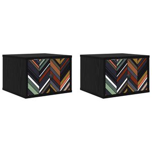 vidaXL Stenska nočna omarica OMMEN 2 kos Črni hrast 36 x 33 x 25 cm