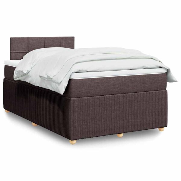 vidaXL Box spring postelja z vzmetnico temno rjava 120x190 cm blago