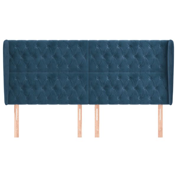 vidaXL Vzglavje z u&scaron;esi temno modra 183x23x118/128 cm žamet