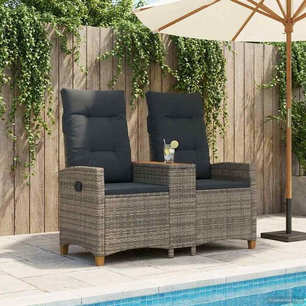 vidaXL Zložljiva klop s tabelo Siva in temno siva 126 x 65 x 112 cm